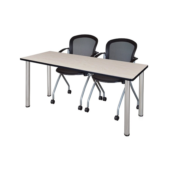 Kee Rectangle Tables > Training Tables > Kee Table & Chair Sets, 60 X 24 X 29, Wood|Metal|Fabric Top MT6024PLBPCM23BK